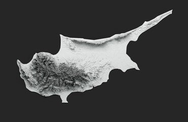 Illustration of Cyprus relief map on a dark background