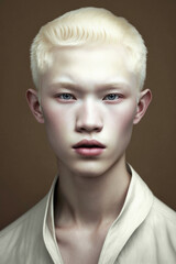 Albino young man portrait.
