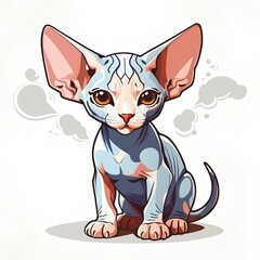 Sphynx cat sticker white background