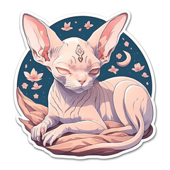Sphynx cat sticker white background