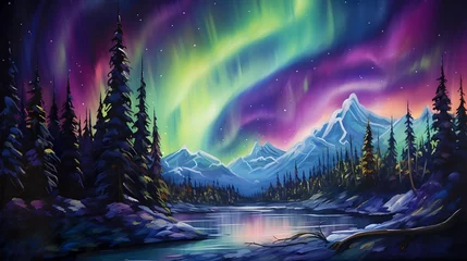 Poster aurora borealis landscape Generative AI © Quentin