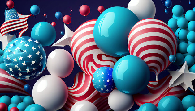 Labor Day. USA background of balloons illustration, Ai generated image