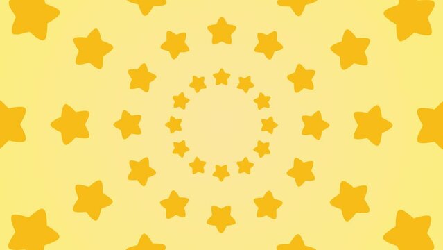 星が画面中央からどんどん出てくる背景(黄色・桃色・水色)_ループ再生に対応/4Kサイズ