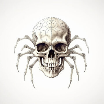 Skull spider retro illustration for halloween