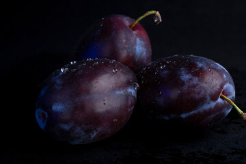 Washed ripe plum. plum fruit