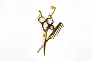 Golden necklace. Golden decoration. Elegant pendant