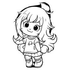  hand drawn kawaii coloring book illustration