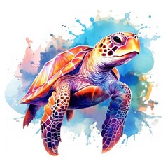 Watercolor Cute Clipart Sea Turtle