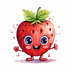 Obraz premium Cheerful Strawberry Watercolor Clipart
