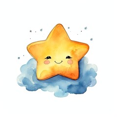 Dreamy Starshaped Pillow Watercolor Clipart