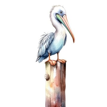 Delighted Pelican Watercolor Clipart