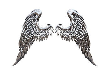 angel wings with silver metal effect