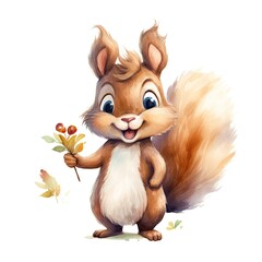 Joyful Squirrel Watercolor Clipart