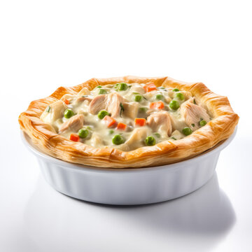 Creamy Chicken Pot Pie Isolated On White Background 