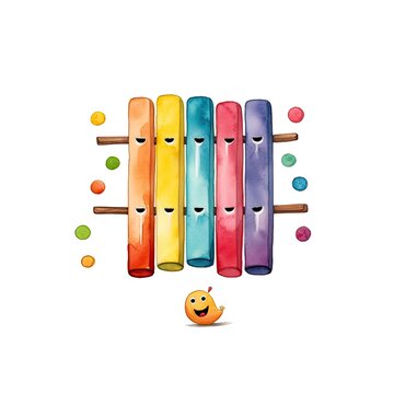 Happy Xylophone Watercolor Clipart