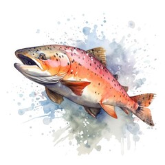 Watercolor Salmon Clipart
