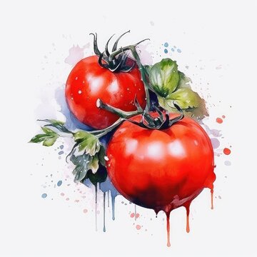 Watercolor Tomato Clipart