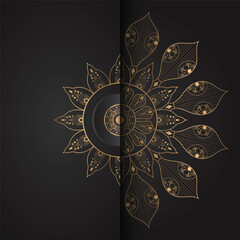 Black luxury mandala, Golden gradient mandala design.