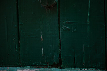 Dark green wood structured and textured wood, detail of the door