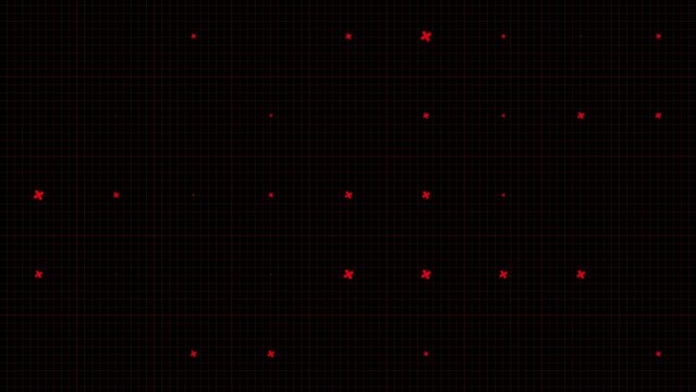 Futuristic grid with thin red lines and crosses