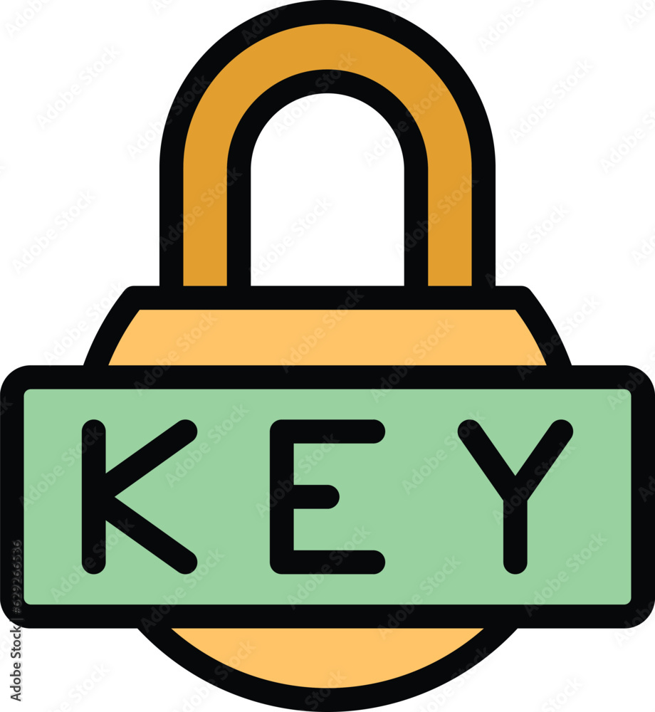 Poster code key icon outline vector. password verification. sms login color flat