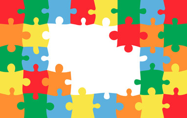 Bright background from puzzle pieces. Wallpaper. Game, constructor