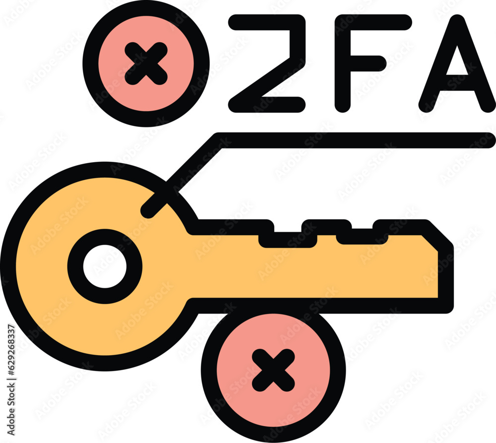 Poster secure key icon outline vector. login step. multi password color flat