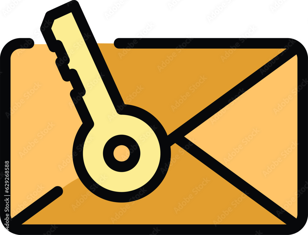 Poster email key icon outline vector. multi password. sms code color flat
