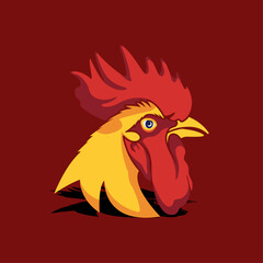 Rooster Head Mascot Vector Design, Template Rooster For Chicken Farm