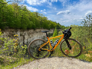 Fototapeta premium Gravel bicycle in the city park on the summer season