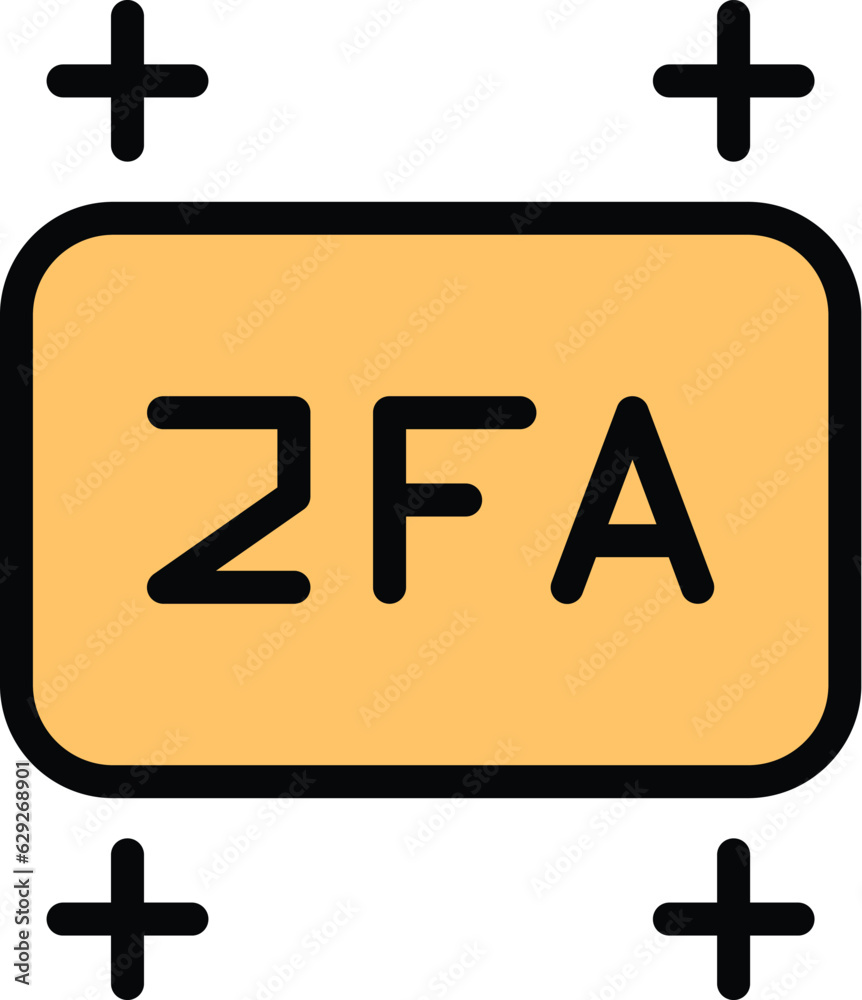 Poster 2fa internet icon outline vector. password verification. code step color flat