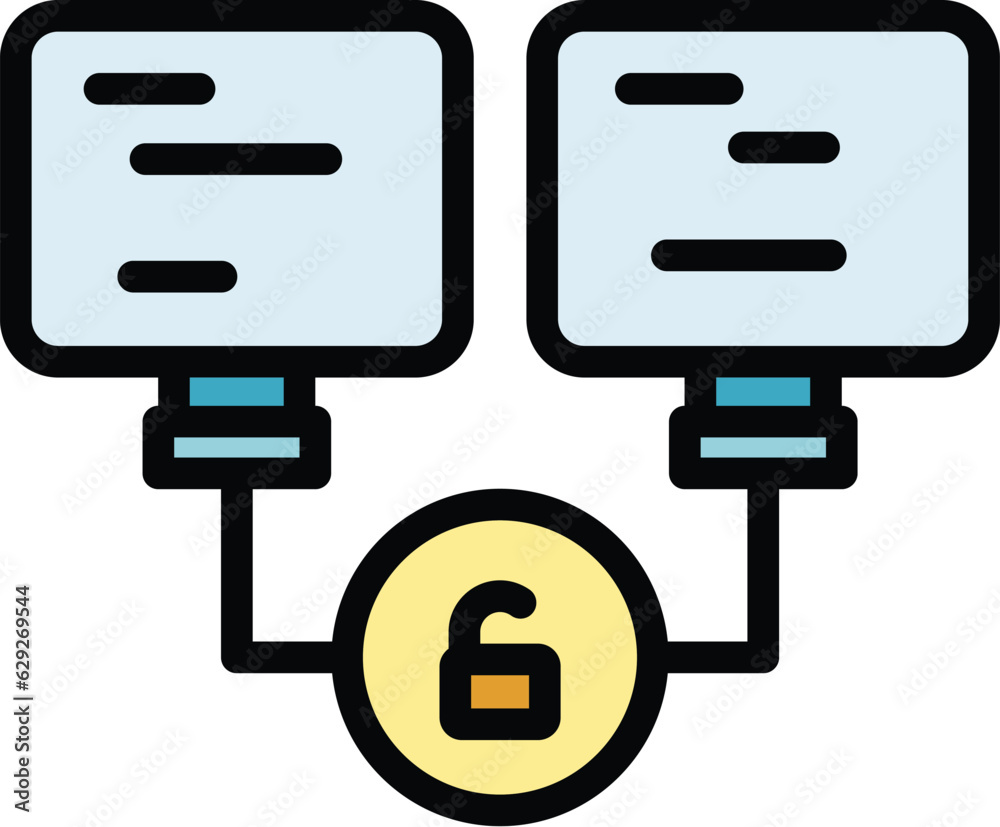 Poster network password icon outline vector. multi verification. sms login color flat