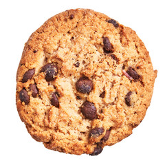  Delicious single chocolate cookie over isolated white background