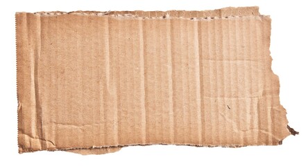 One ripped piece of cardboard material over isolated white background