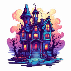 halloween illustration with house