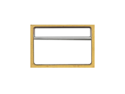 A neglected rusty yellow window frame of an old tram isolated on transparent background.