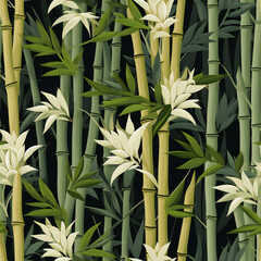 Fototapeta na wymiar bamboo forest with bamboo shoots background seamless pattern