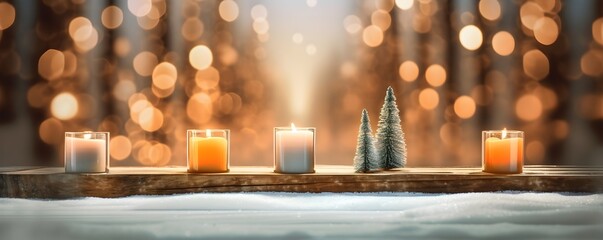 Candle and Chrismas tree background with free space