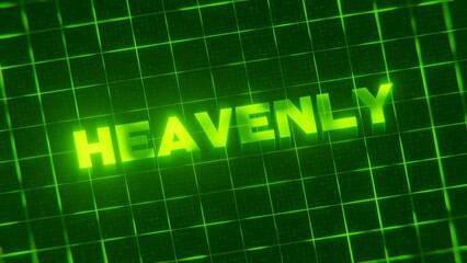 3D-rendered pattern of a word on bright neon green lines arranged in a grid pattern.