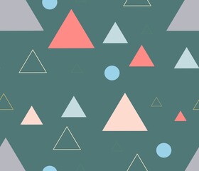 Seamless geometric pattern with triangles and dots. Vector illustration.