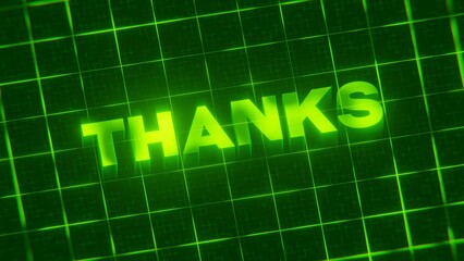 3D-rendered pattern of a word on bright neon green lines arranged in a grid pattern.