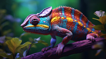 Fototapeta premium The Chameleon reptile in Gradation Color