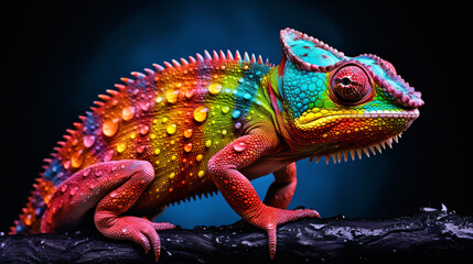 Fototapeta premium The Chameleon reptile in Gradation Color