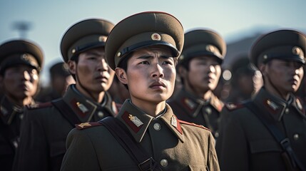 North Korean soldiers listening to the leader's messages.