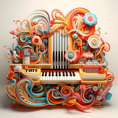 3d illustration music doodle