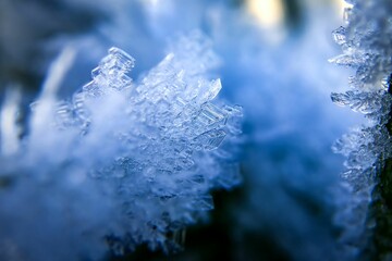 A closeup of clear ice crystals