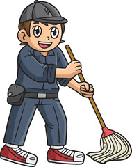  Janitor Cleaning Cartoon Colored Clipart 