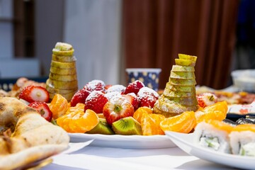 Closeup of an assortment of fresh fruits on the table