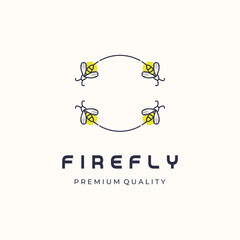 fireflies fly together line art vintage logo vector minimalist illustration design, lightning firefly symbol design