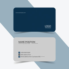 Blue and white business card layout